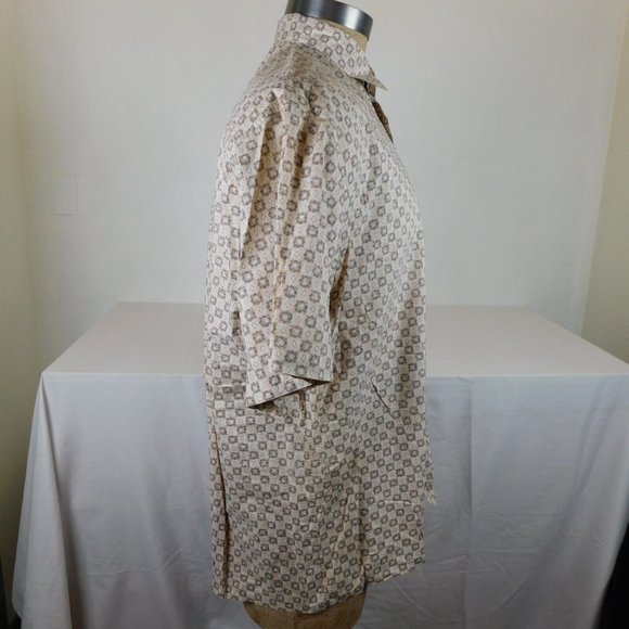 Burma Bibas Shirt Men Size L Beige Short Sleeve Point Collar Casual Button Up - Picture 3 of 10